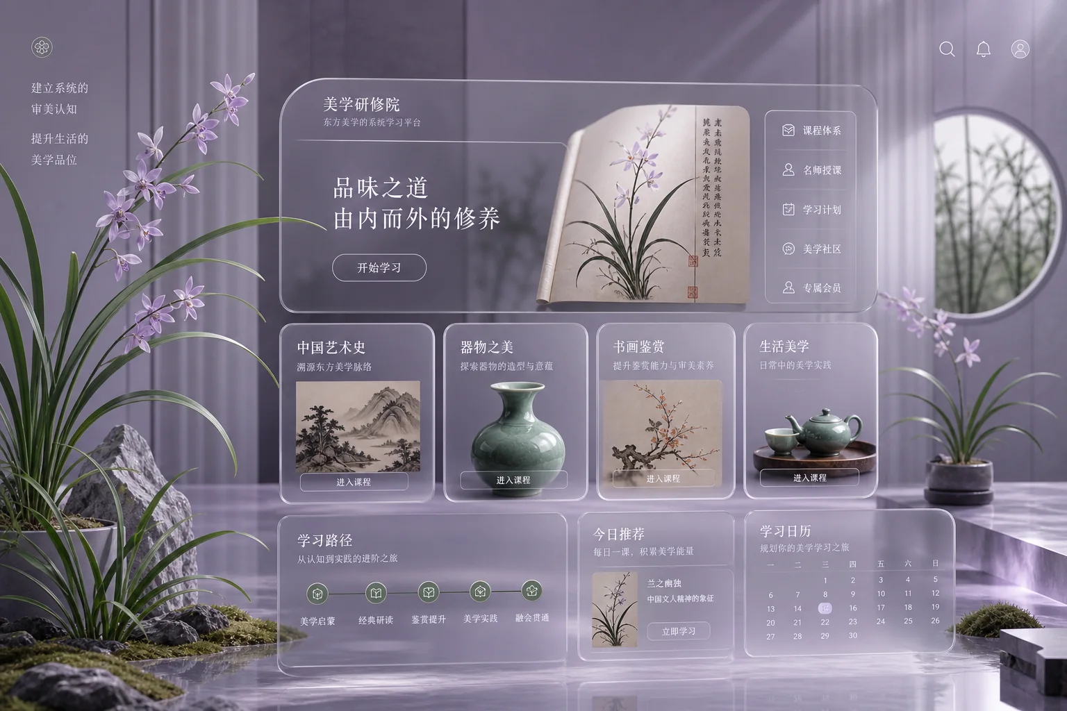拾美 Aesthetica —— 兰之意境的审美课程平台概念图